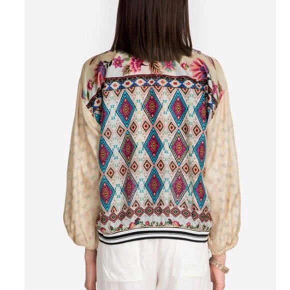 Johnny Was Zaki Bomber Reversible BoHo 100% Silk Jacket size XS - Picture 3 of 16